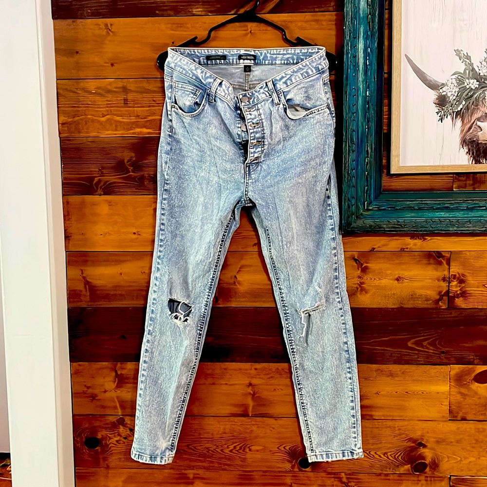 High rise light denim skinny jeans